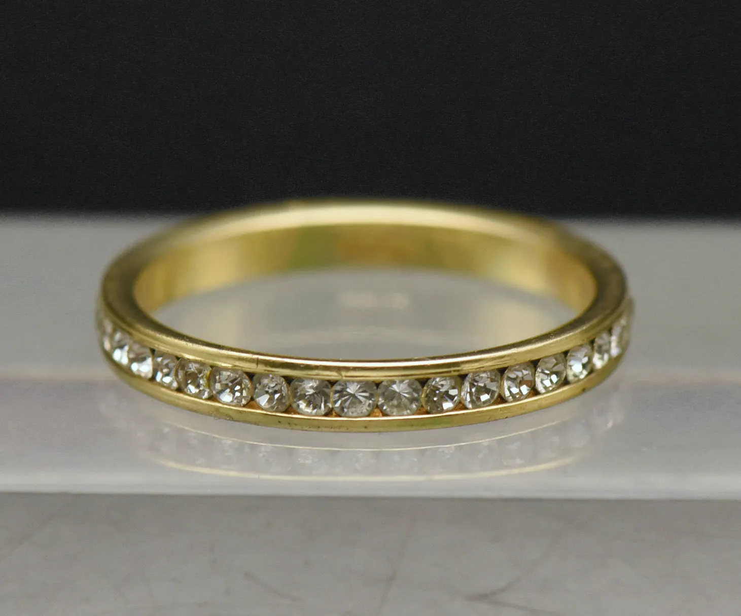 Avon - Gold Plated Rhinestone Infinity Band - Size 10.75