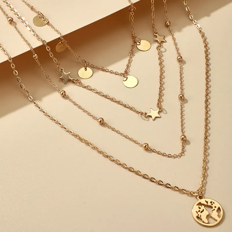 Ball Simple Multi-layer Five Star Round Neck Chain