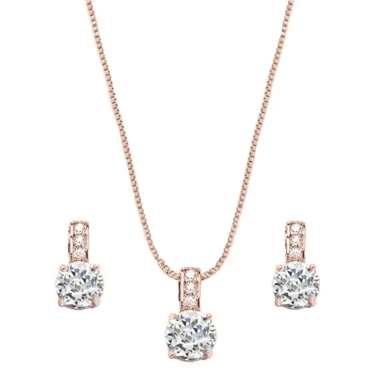 Bethan Rose Gold Crystal Necklace Set