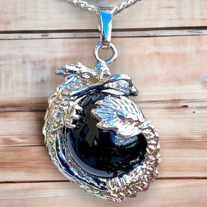 Black Agate Pendant Necklace