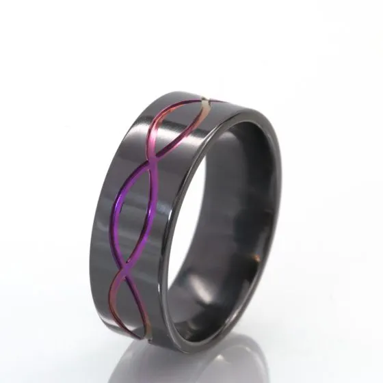 Black Zirconium Ring, 7mm Ring, Anodized Infinity Rings