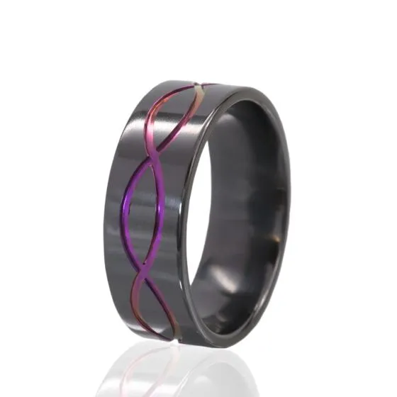 Black Zirconium Ring, 7mm Ring, Anodized Infinity Rings