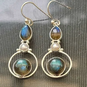 Blue Fire Labradorite Earrings, Blue Fire Earring, 925 Sterling Silver Earrings, Oval Earring, Women Earrings, Gemstone Earring, Blue Stone