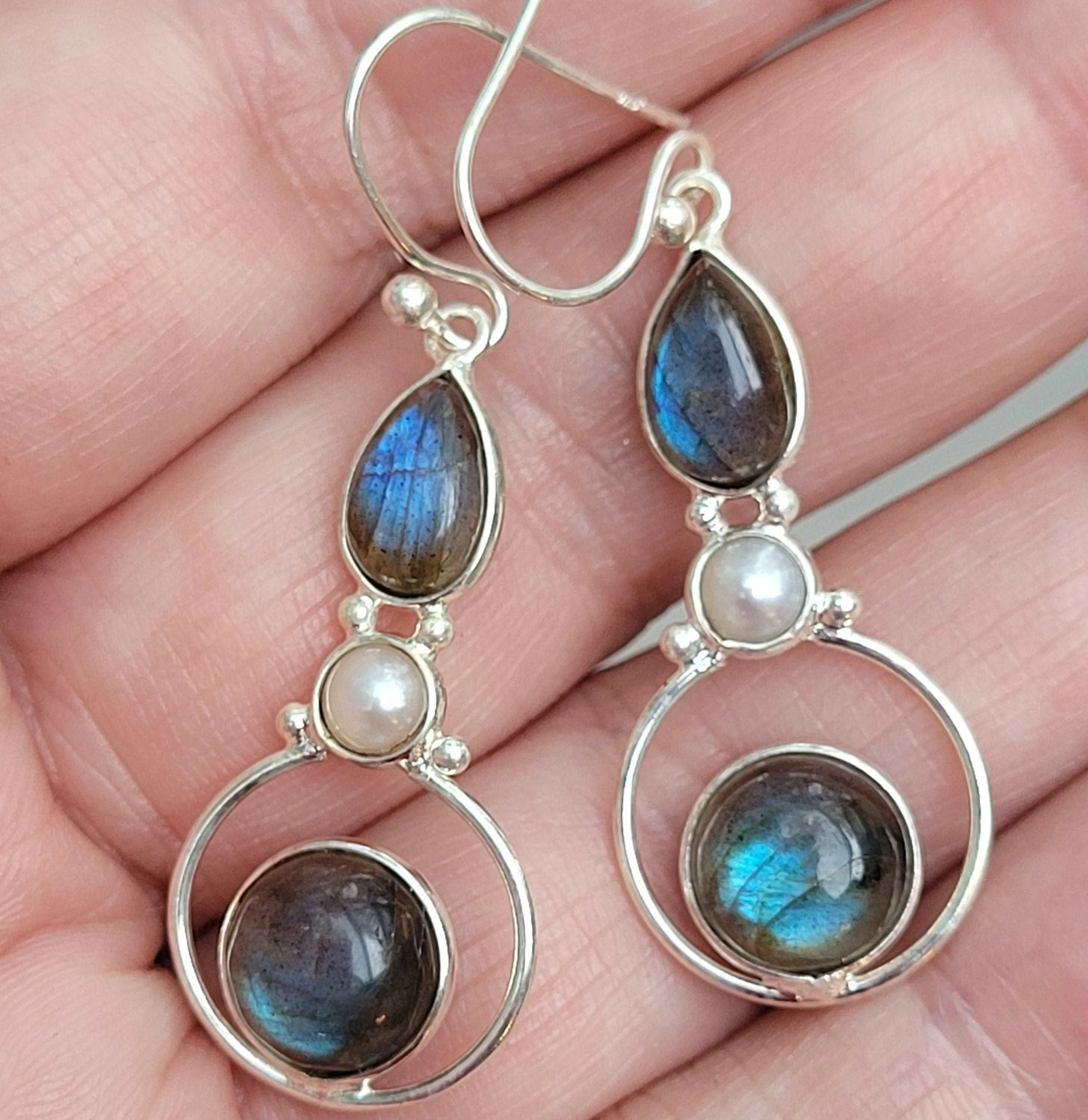 Blue Fire Labradorite Earrings, Blue Fire Earring, 925 Sterling Silver Earrings, Oval Earring, Women Earrings, Gemstone Earring, Blue Stone