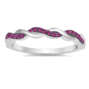 Braided Cubic Zirconia Ruby Infinity Ring