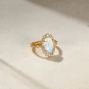 Bubbly One of a Kind Moonstone and Diamond Ring