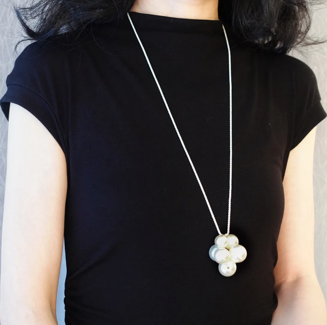 Celestial Cloud Long Pearl Necklace