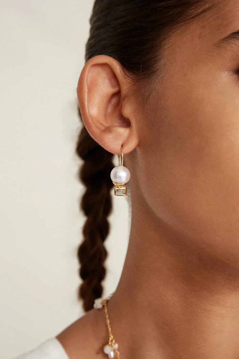 Chan Luu Elena Drop Earrings White Pearl Mix