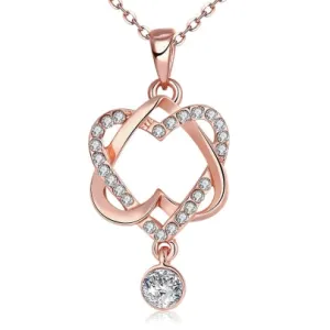 Cheap Hollow Double Heart-Shaped Diamante Necklace