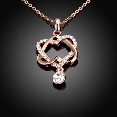 Cheap Hollow Double Heart-Shaped Diamante Necklace