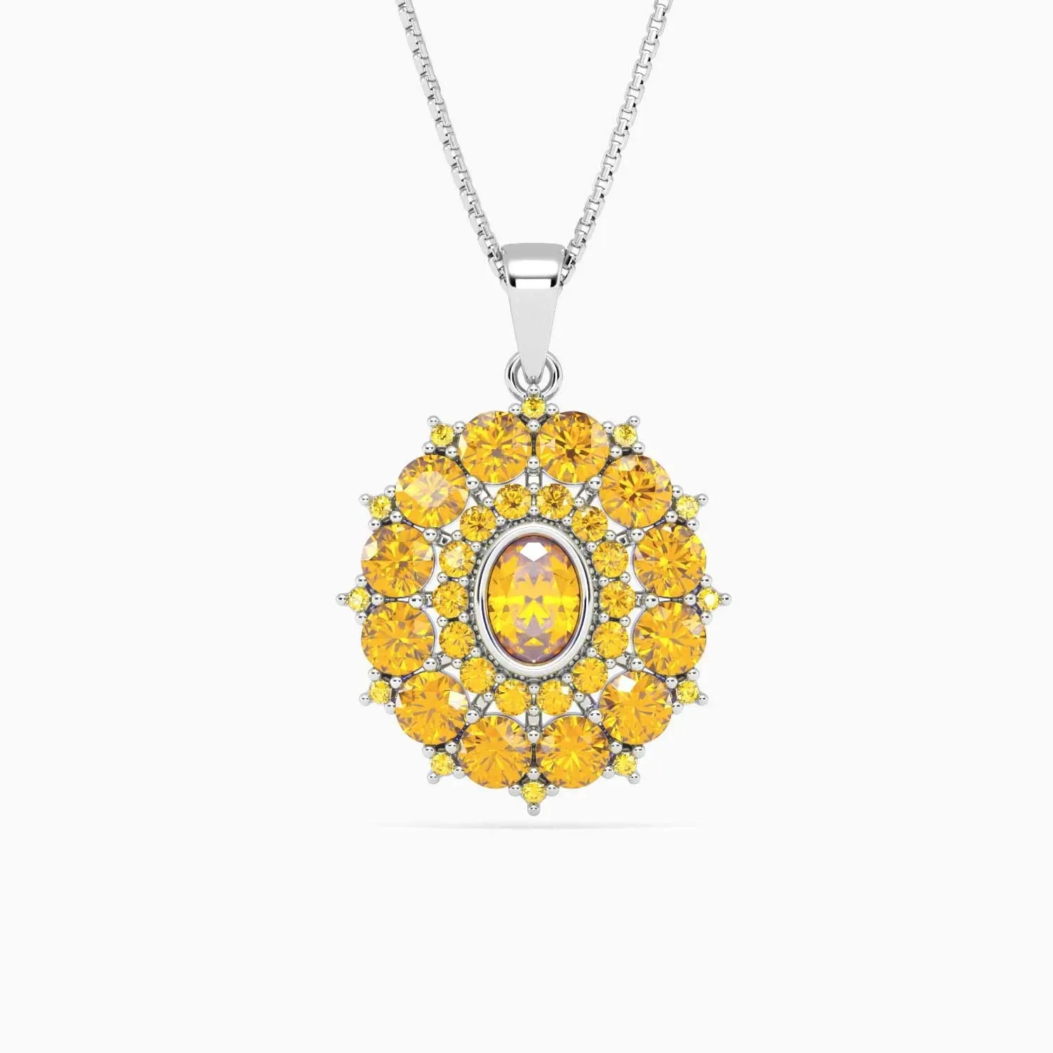 Citrine Cluster Necklace in Sterling Silver | Irosk Australia ®