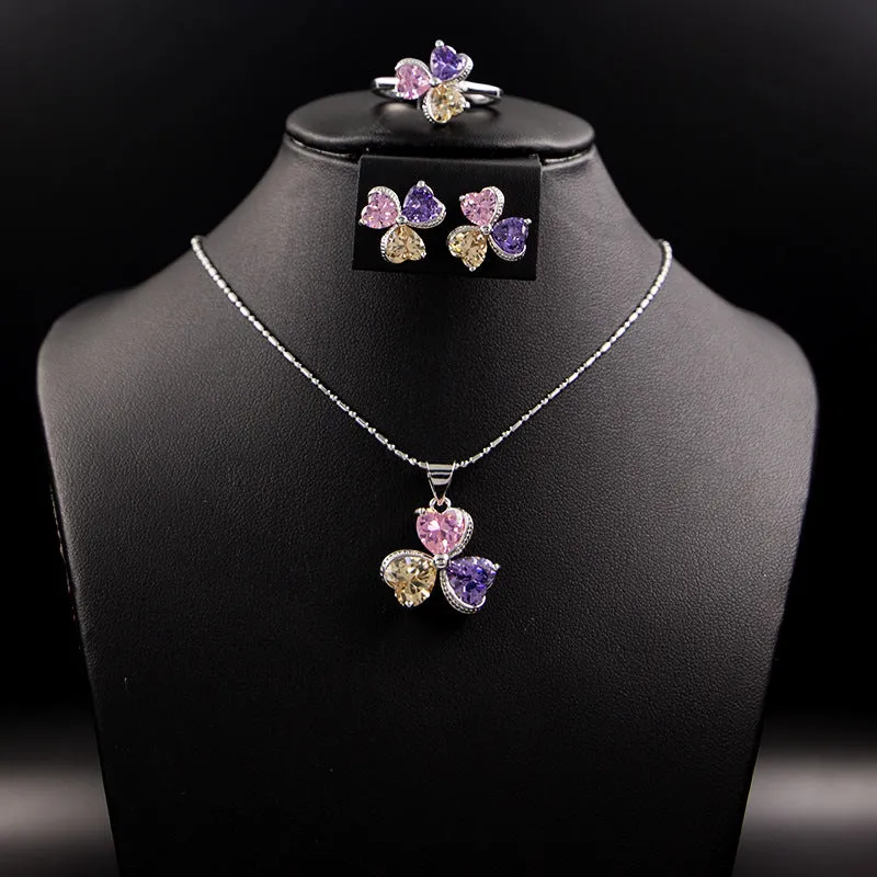 Clover Zircon Diamond Jewellery Set Women