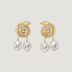 Cosmic Serpent Pearl Earrings