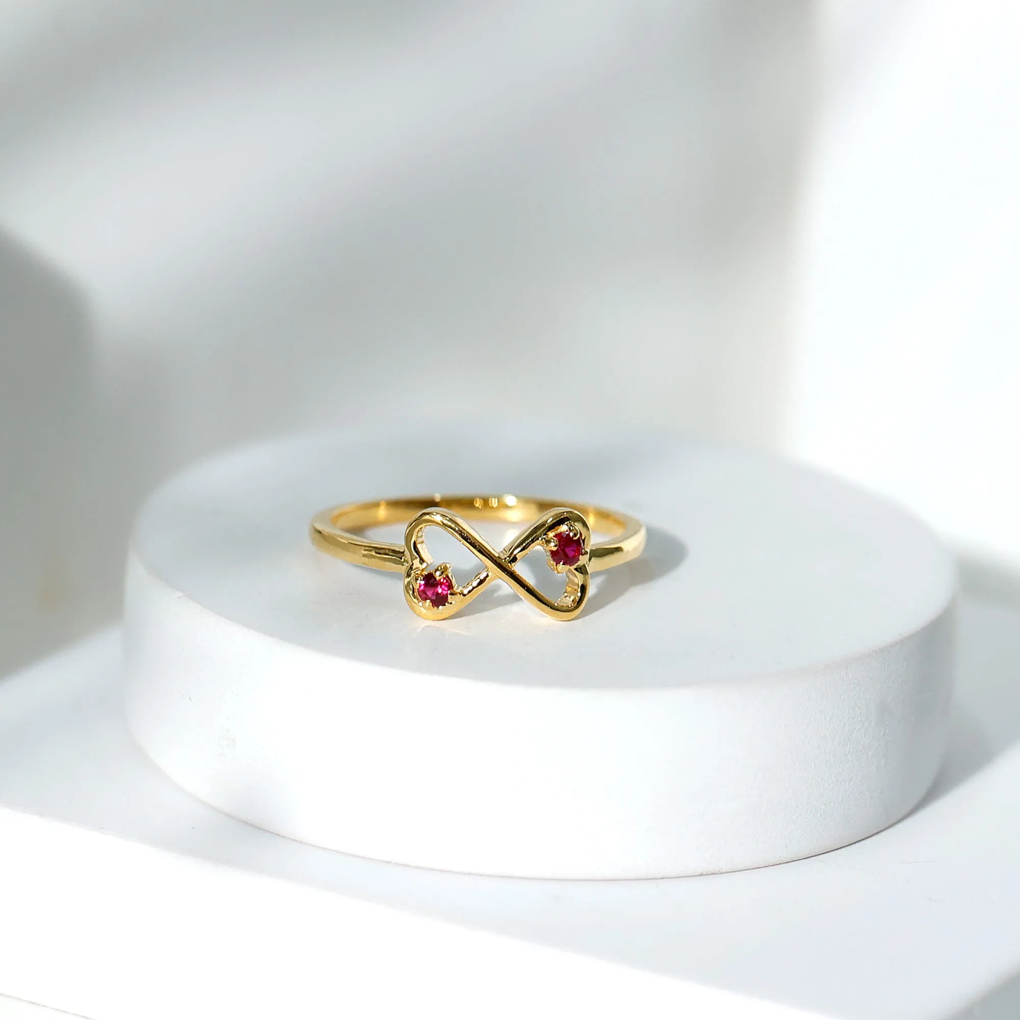 Created Ruby Infinity Heart Promise Ring