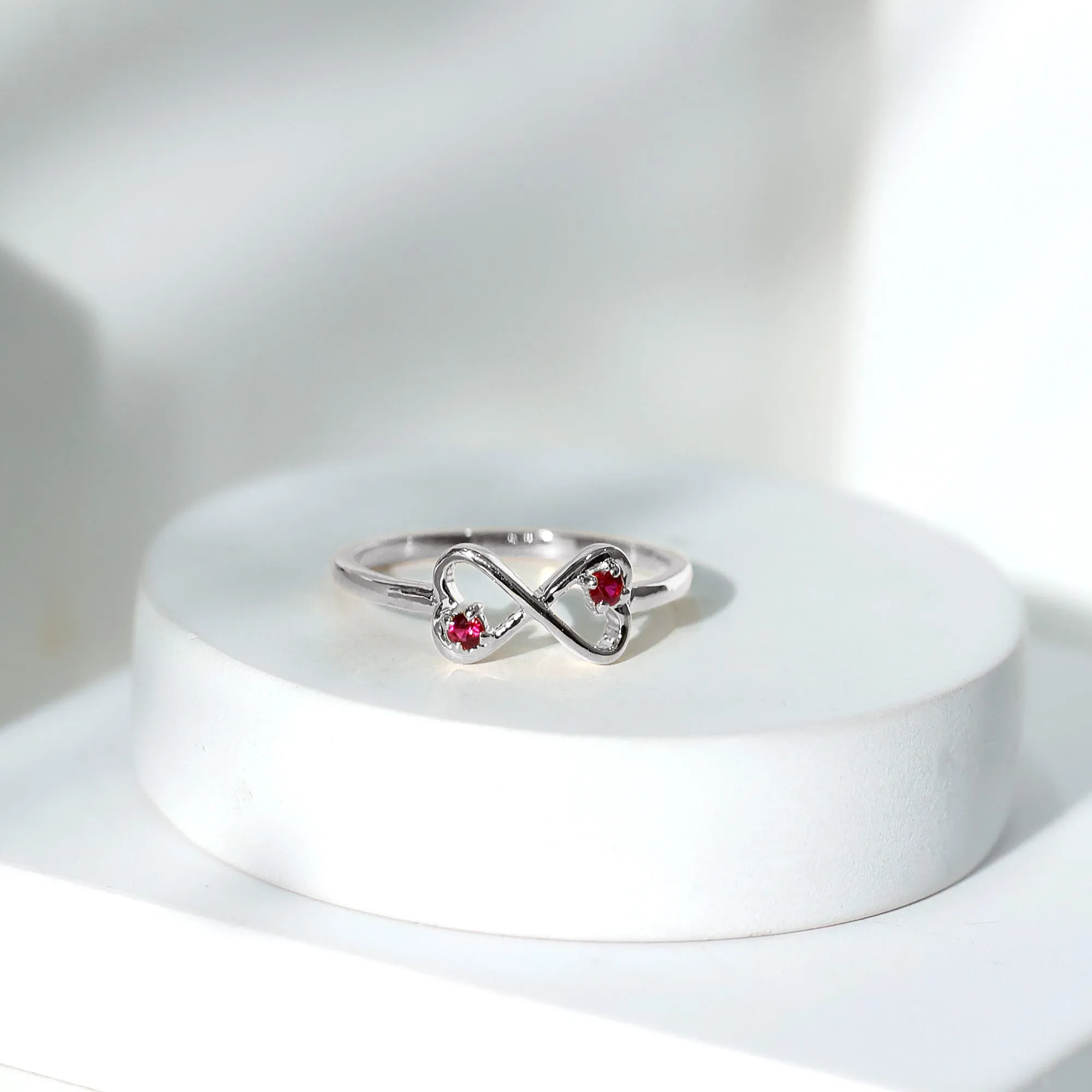 Created Ruby Infinity Heart Promise Ring