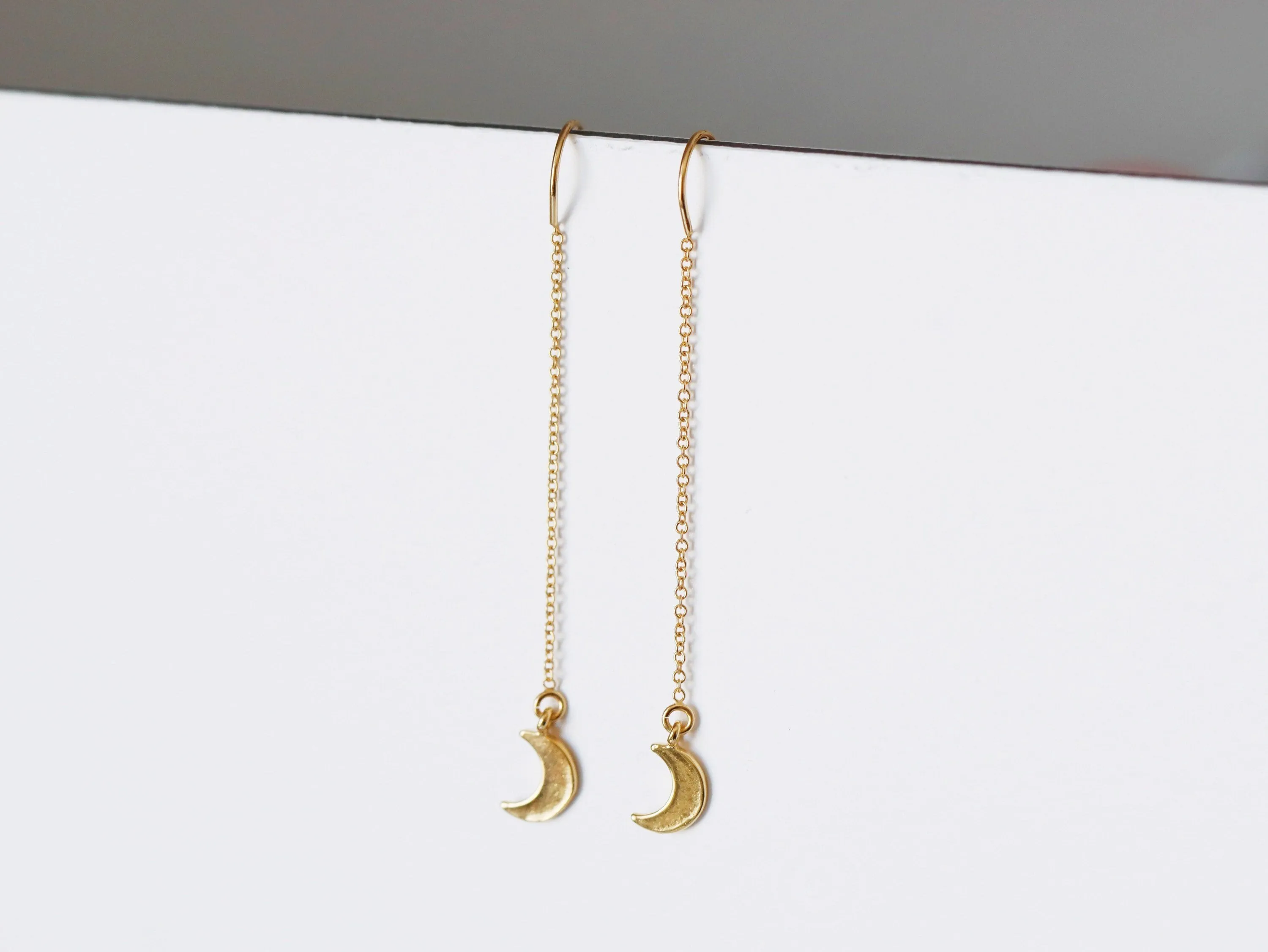 Crescent Moon Threader Earrings