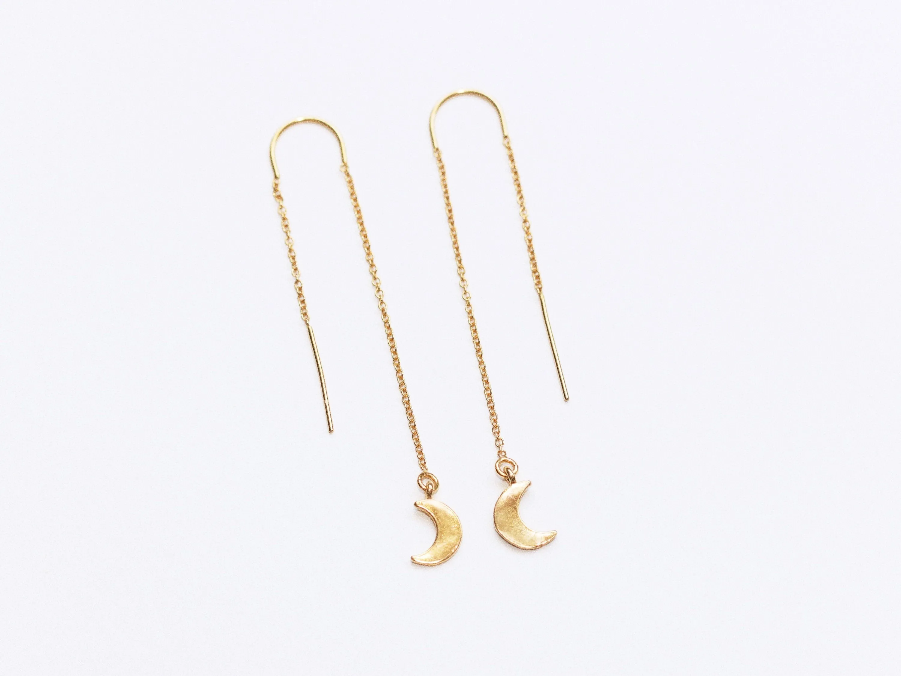 Crescent Moon Threader Earrings