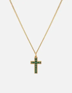 Cross Agate Necklace, Gold Vermeil