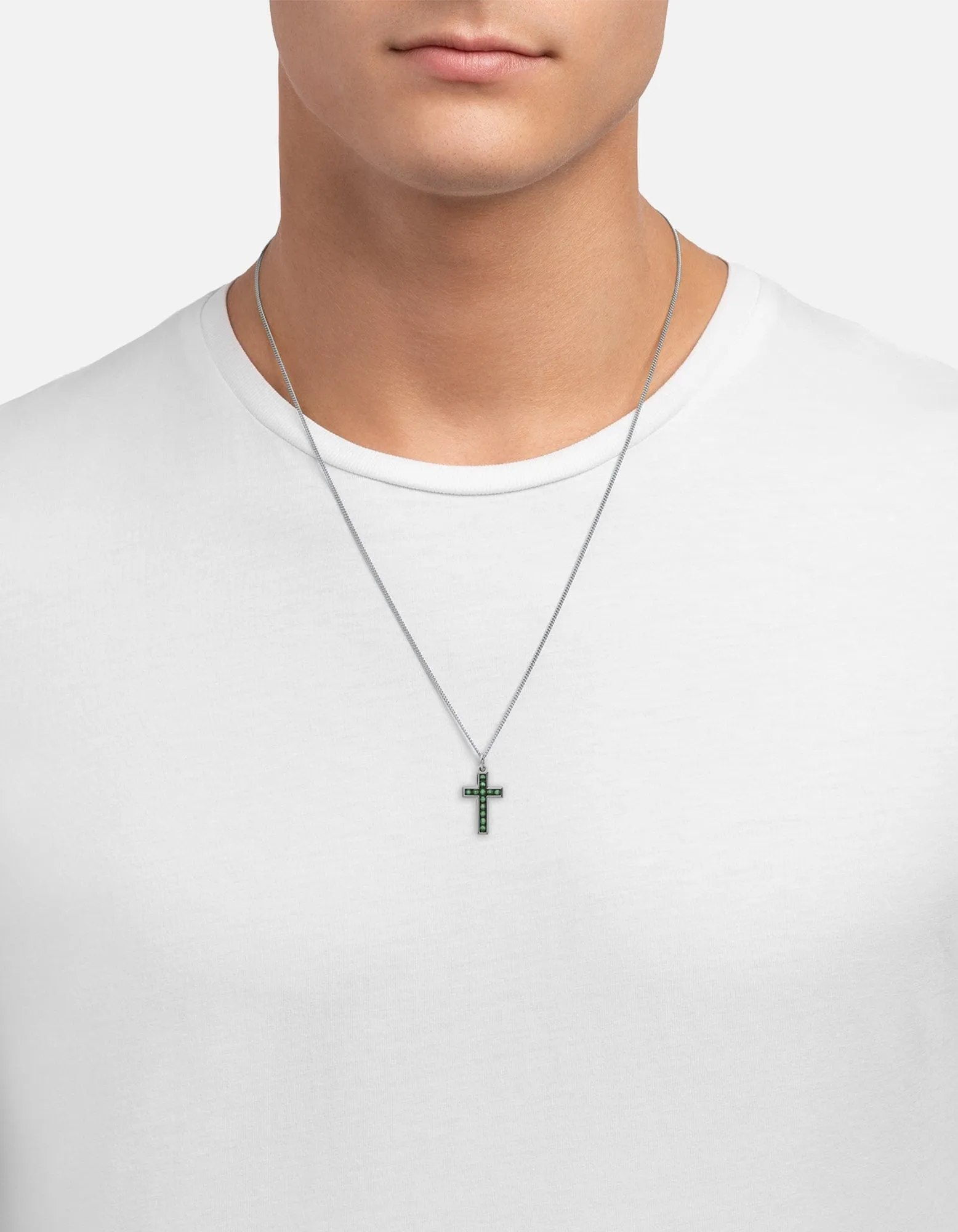 Cross Agate Necklace, Sterling Silver