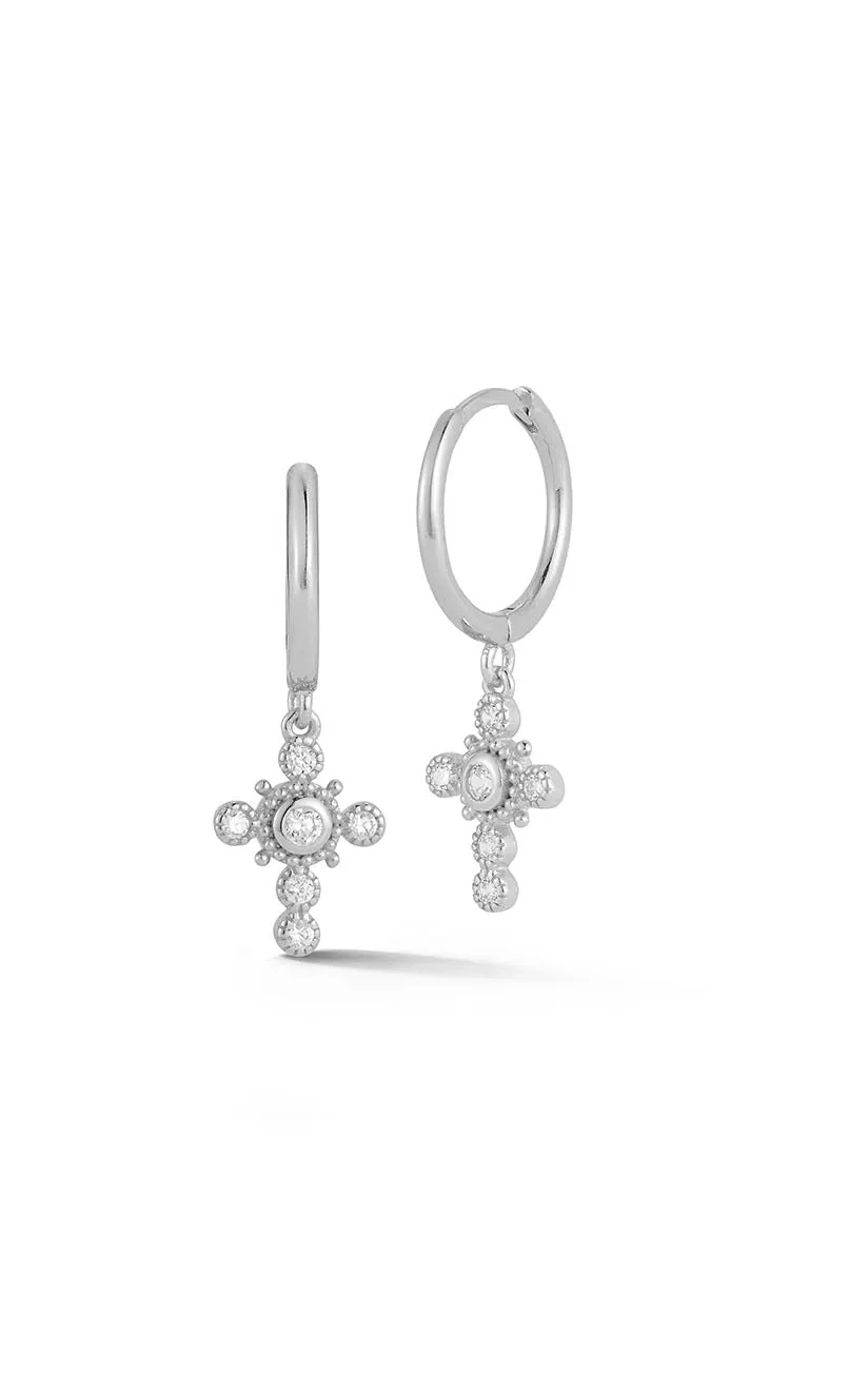 Cross Huggie Hoop Earring