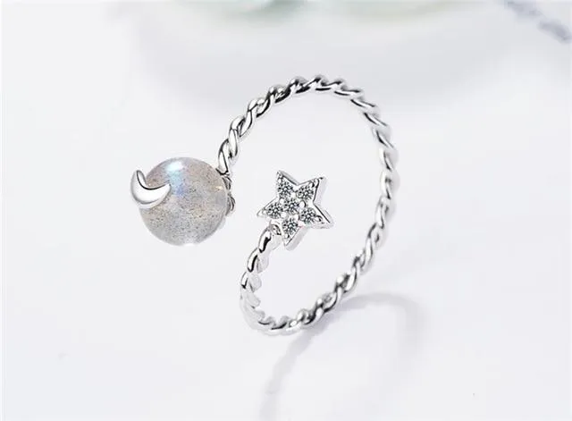 Crystal Heart Fashionable Ring Personality Women Resizable Ring