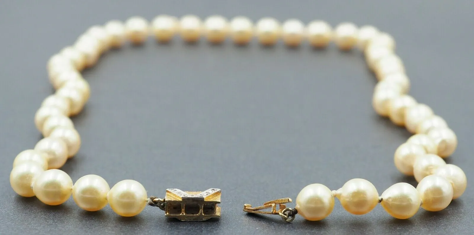 Cultured Pearl Strand Diamond 18ct Yellow & White Gold Clasp Necklace