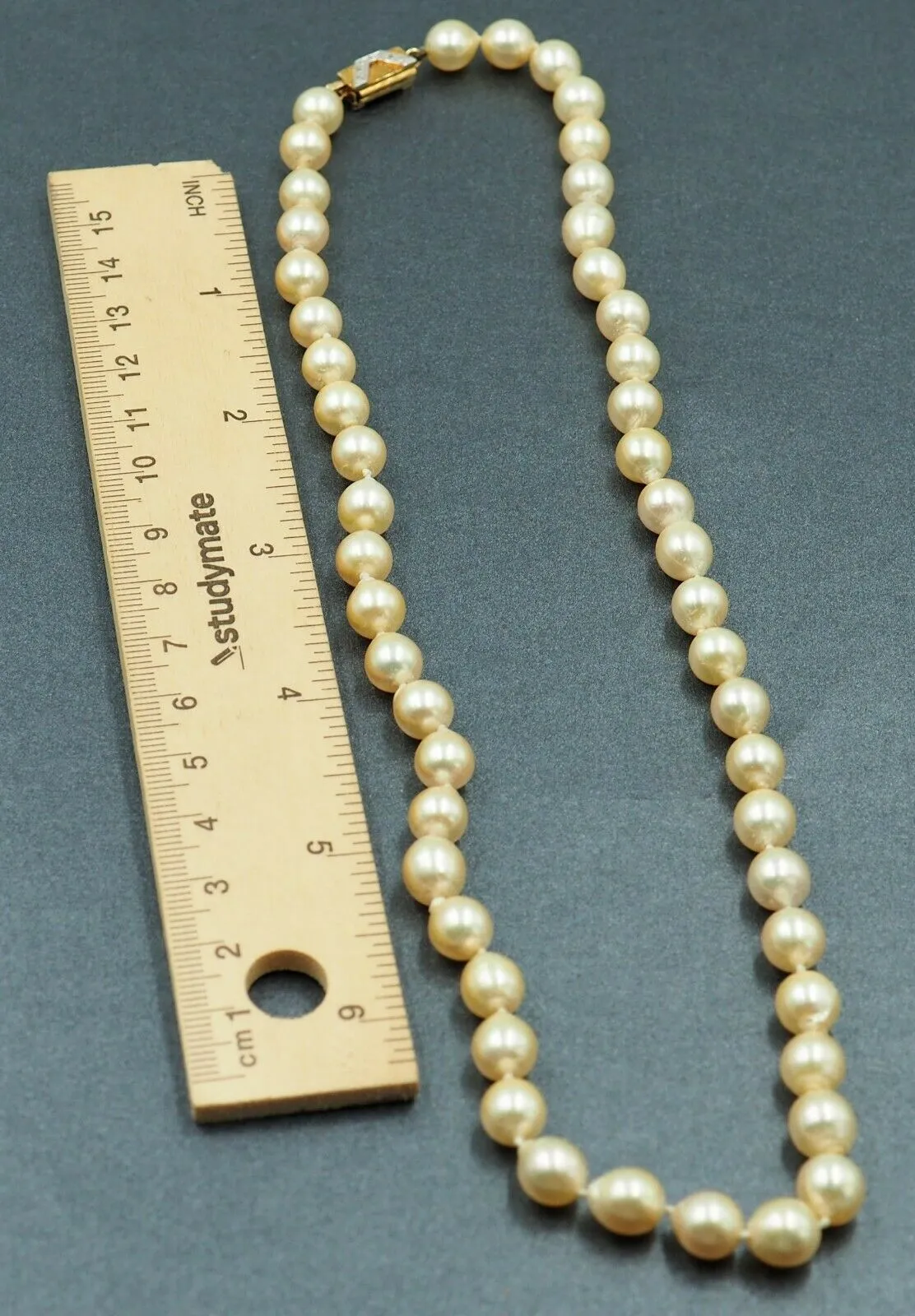 Cultured Pearl Strand Diamond 18ct Yellow & White Gold Clasp Necklace