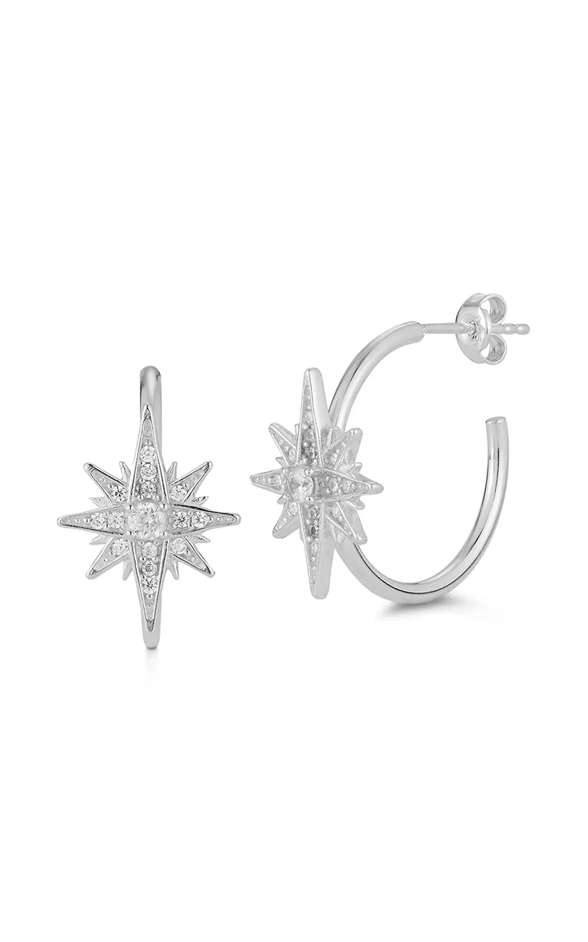 CZ Starburst Hoop Earring