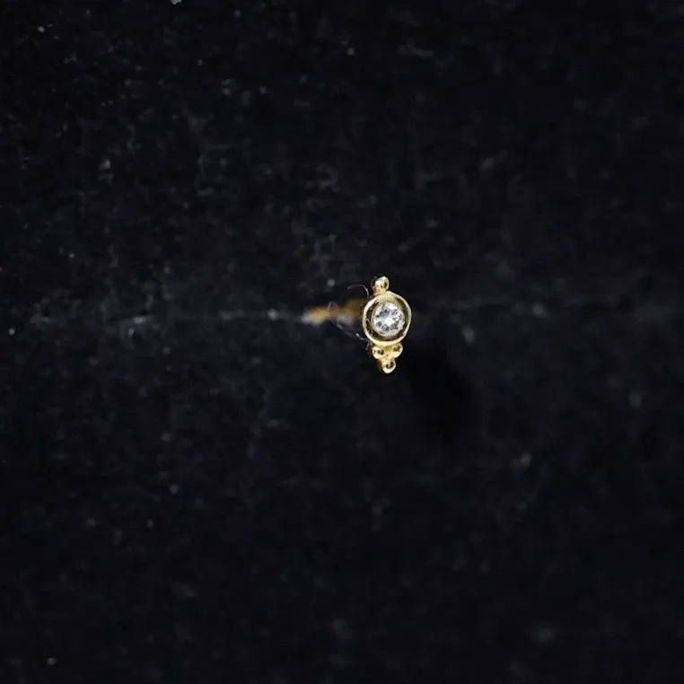 Dainty Diamond Beaded Conch Earring in Gold