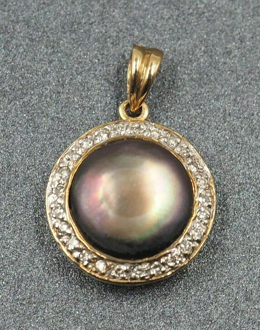 Diamond & Abalone/Paua Shell 9ct Yellow Gold Pendant