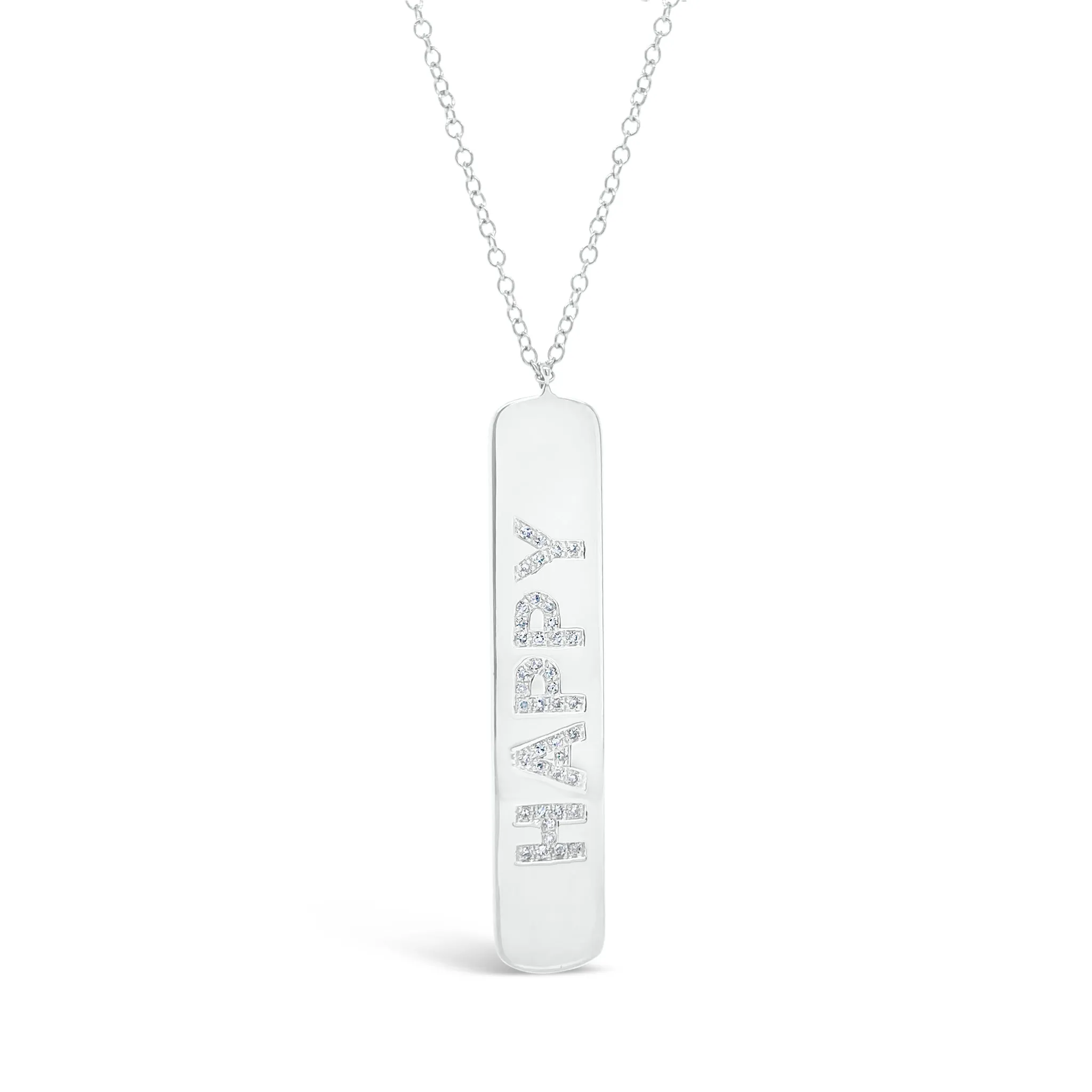 Diamond ‘Happy’ Bar Pendant