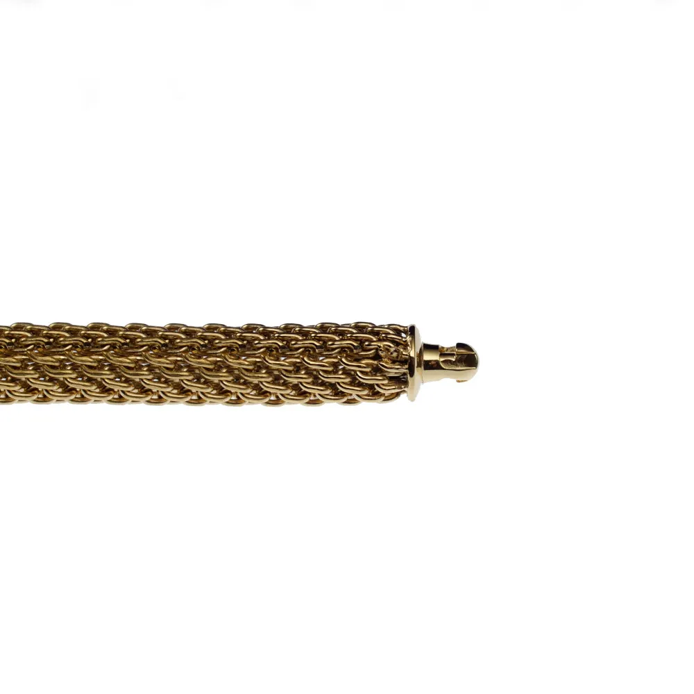 Diamond Square Pendant with Triangular Steel Connector on 18" Gold Mesh Chain