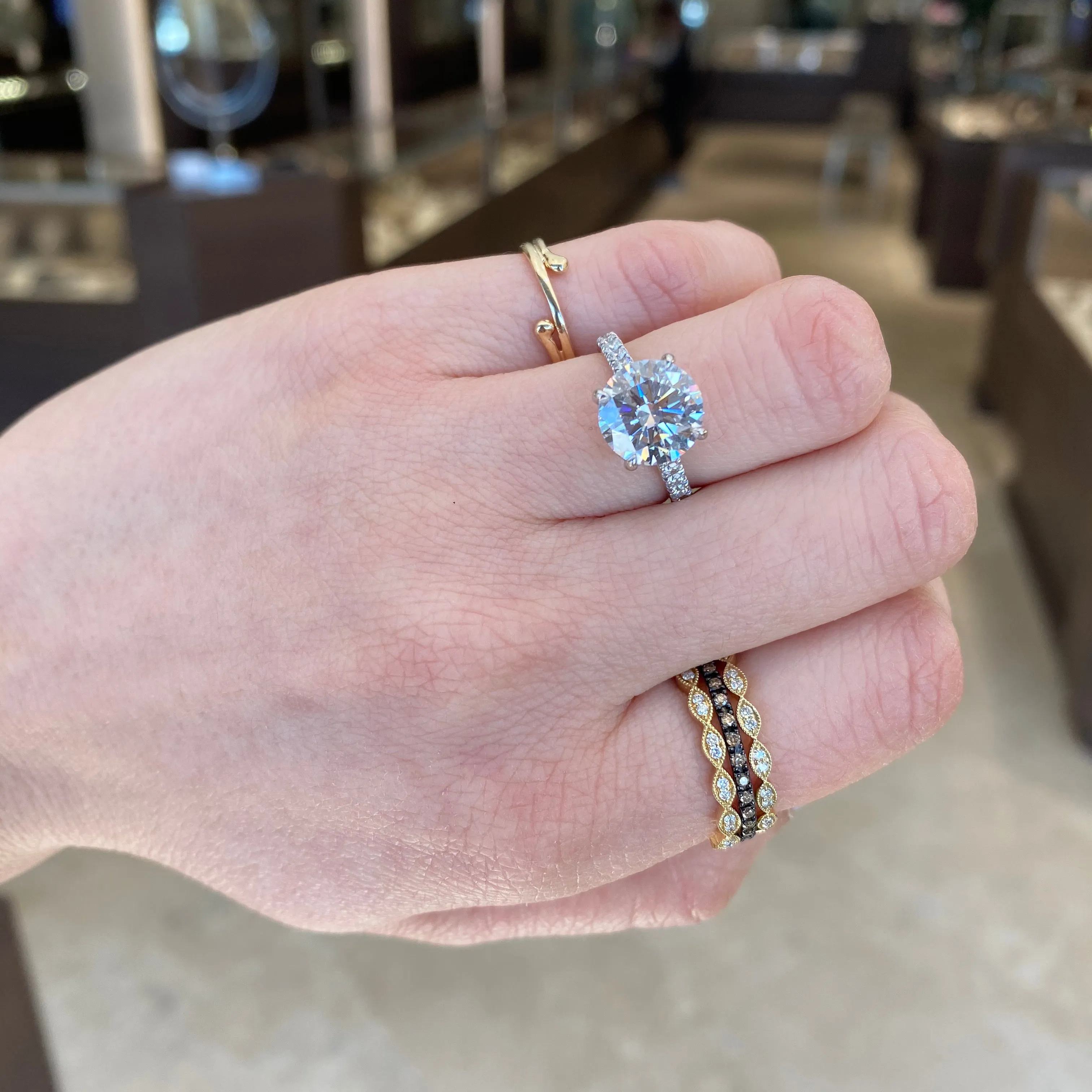 Diamond Stackable Ring with Milgrain