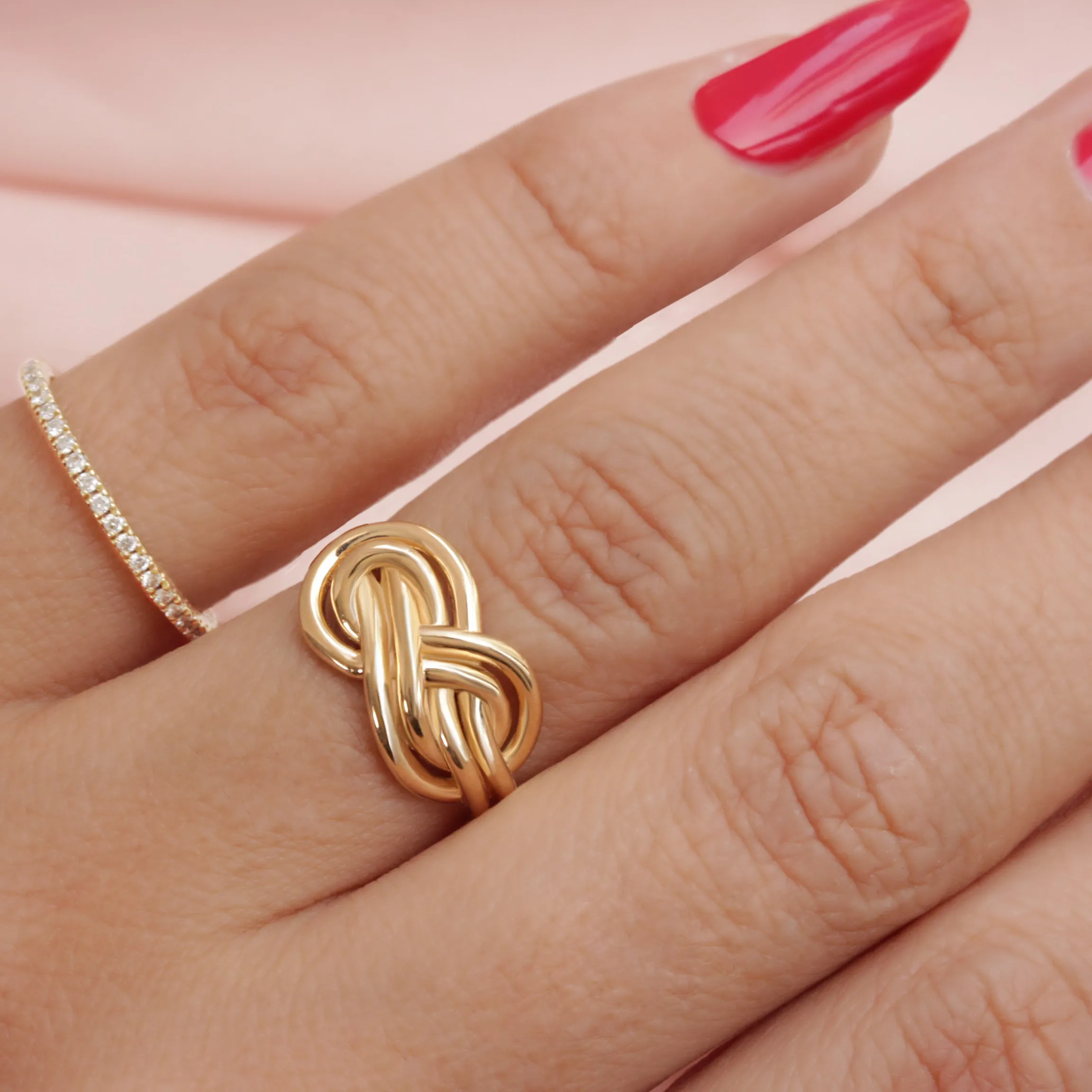 Double Infinity Knot Unique Wedding Gold Ring ♥