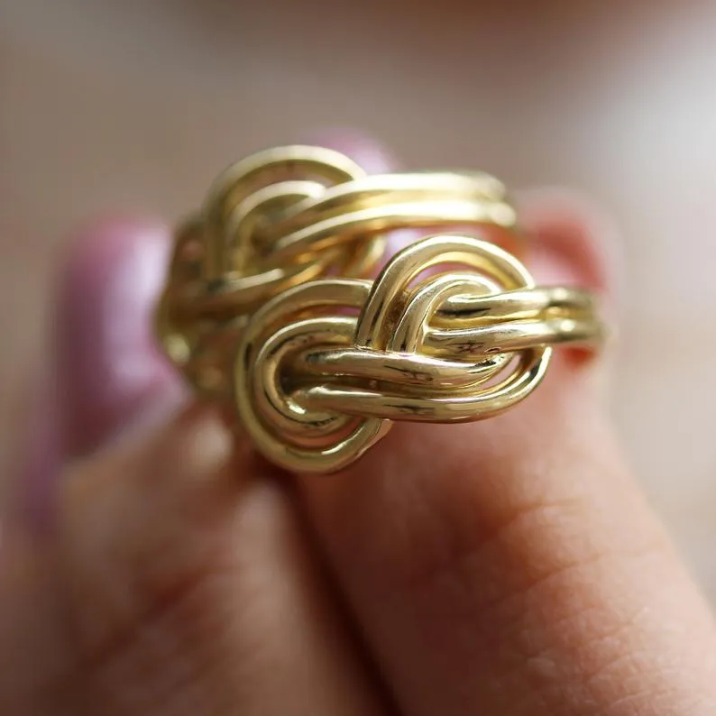 Double Infinity Knot Unique Wedding Gold Ring ♥