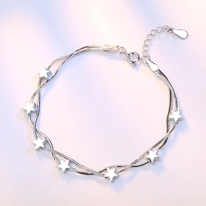 Double Snake Bone Chain Five-pointed Star Bracelet