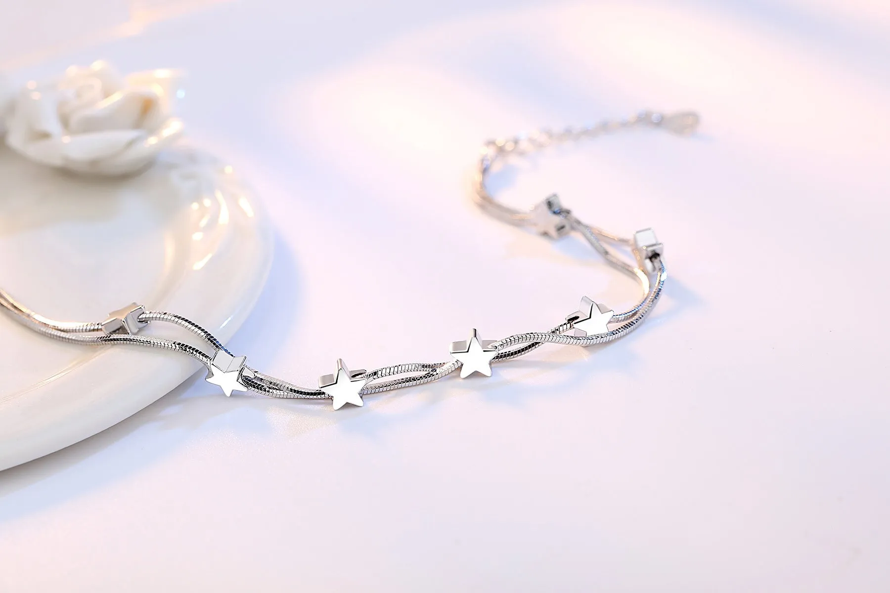 Double Snake Bone Chain Five-pointed Star Bracelet