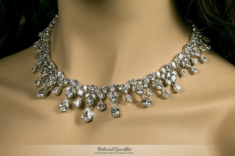 Drina Vintage Luxury Necklace Set | 80 Carat | Cubic Zirconia | Silver