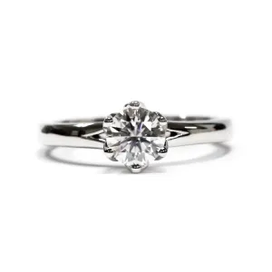 Eleanor Round Moissanite Solitaire with Flower Petal Setting Ring in 18K gold