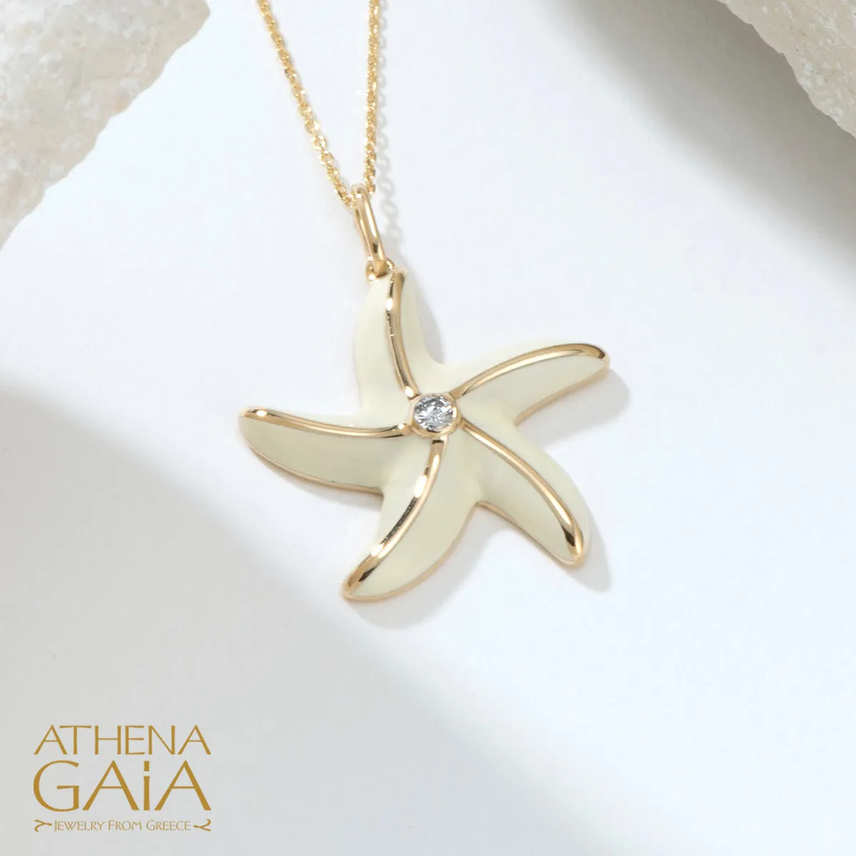 Elegant Starfish Enamel Pendant with Necklace