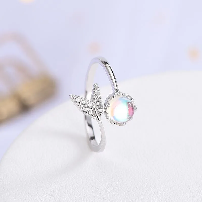 Fish Tail Ring with Moonstone