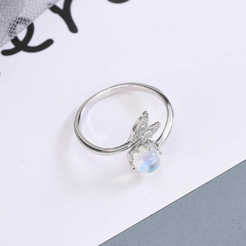 Fish Tail Ring with Moonstone