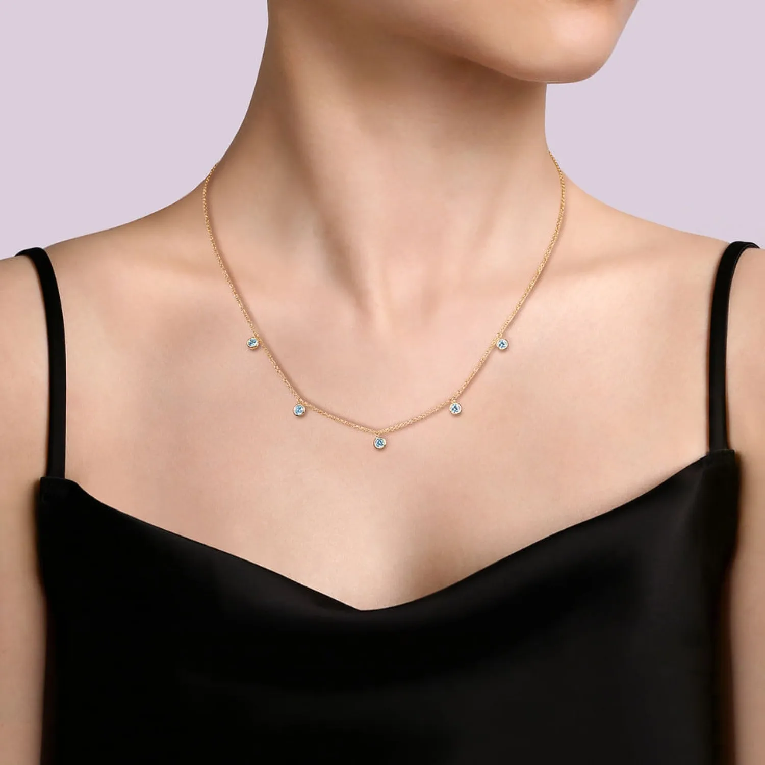 Gabriel & Co. Blue Topaz Station Necklace