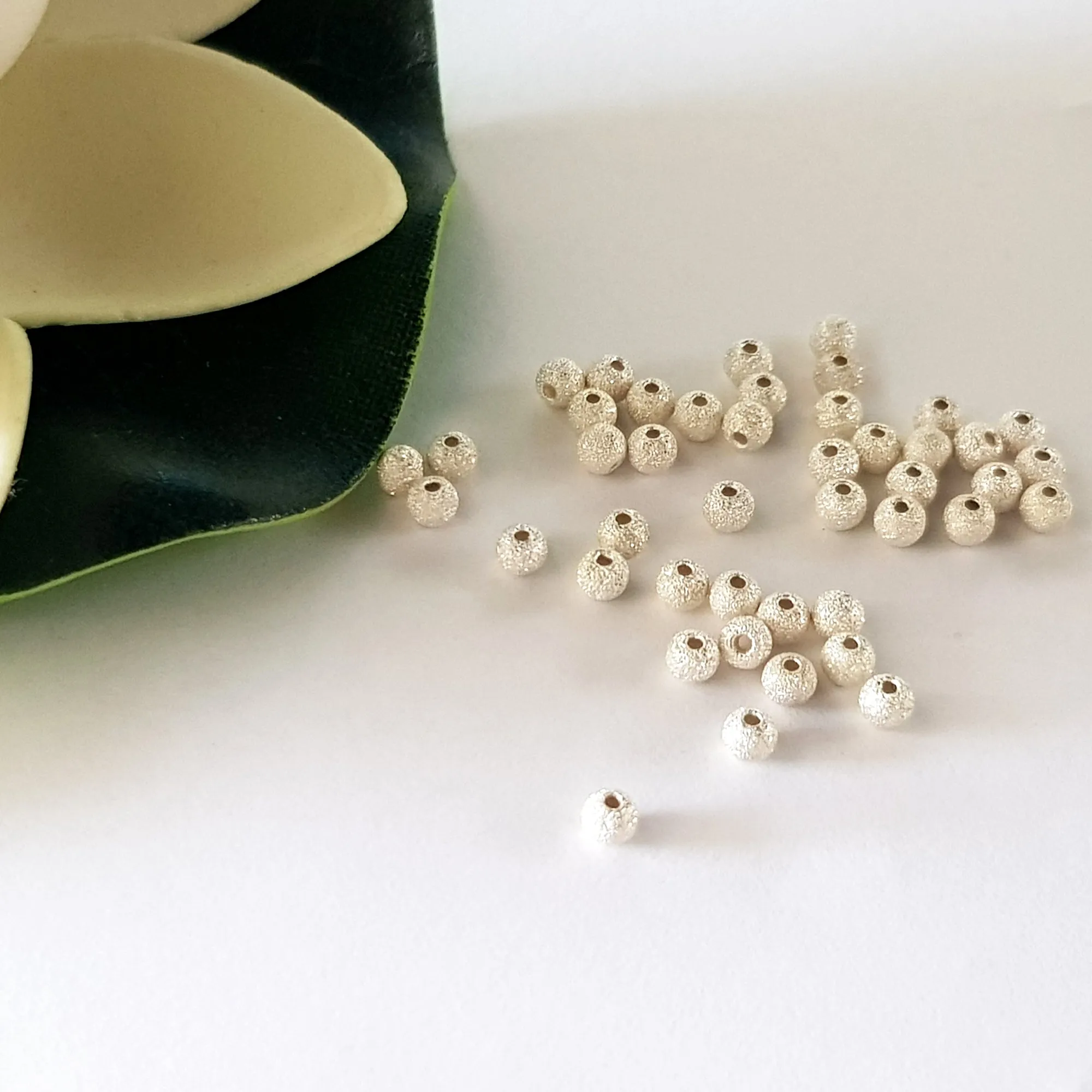 Genuine Sterling Silver Findings - 925 Stardust Round Beads | Precious Metal Findings