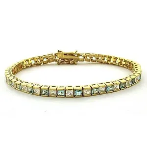 Gold 925 Sterling Silver Bracelet with AAA Grade CZ in Clear for Women Style LOAS1315