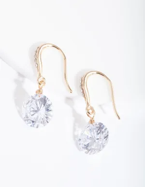 Gold Cubic Zirconia Diamante Drop Earring