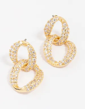 Gold Plated Cubic Zirconia Figure Eight Hoop Earrings