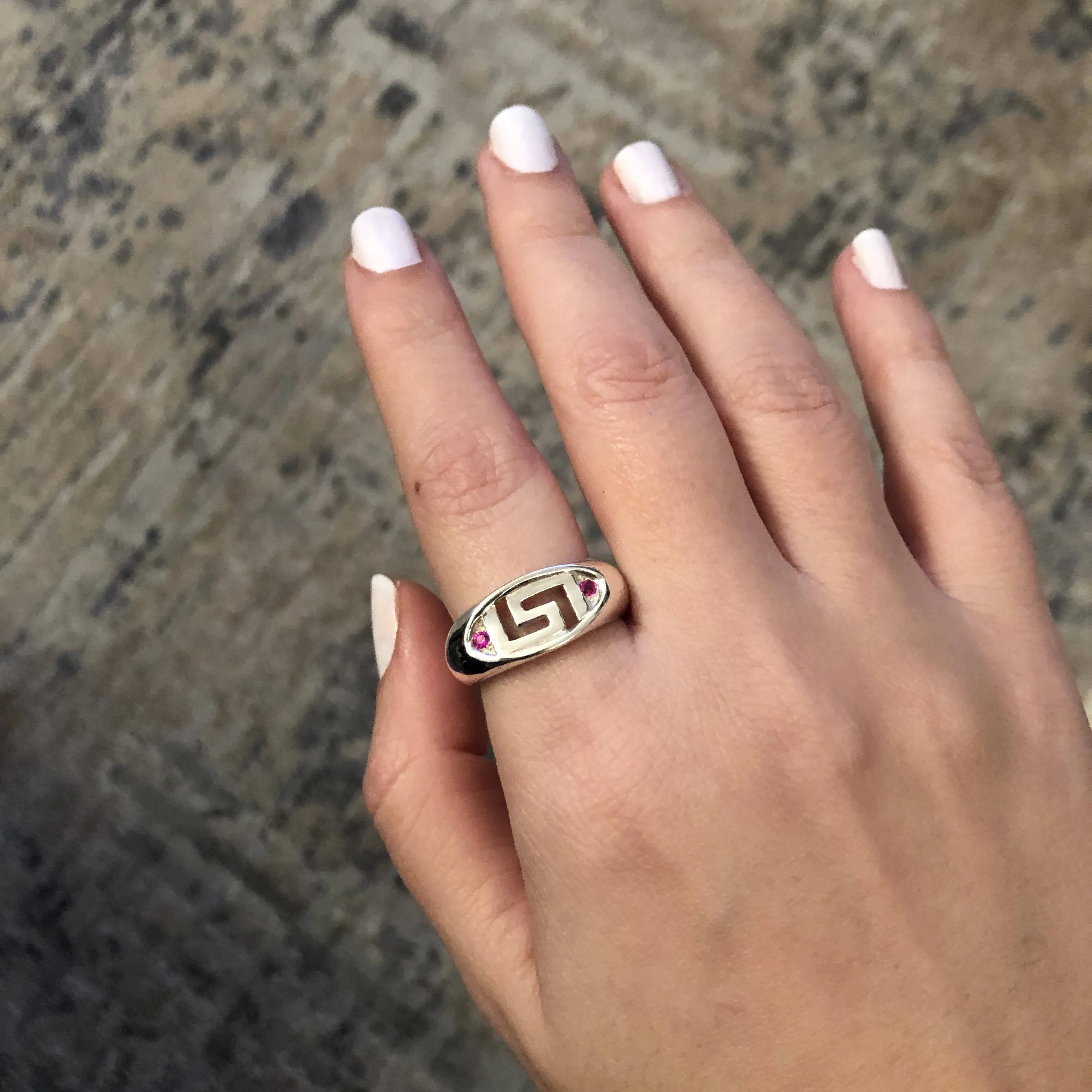 Greek Key Meander Ring in Sterling Silver (DT-69)