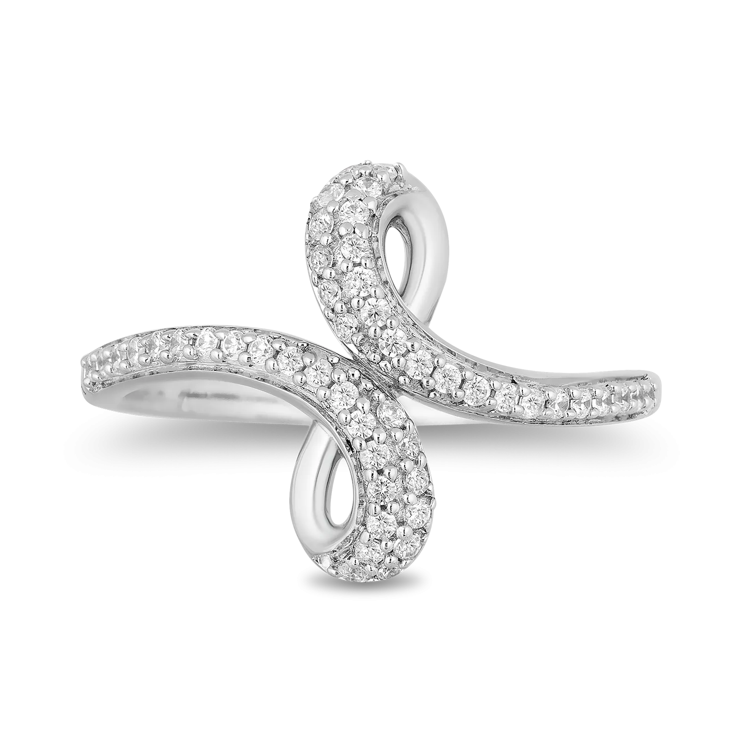 Hallmark Fine Jewelry Abstract Infinity Ring in Sterling Silver with 1/4 Cttw of Diamonds