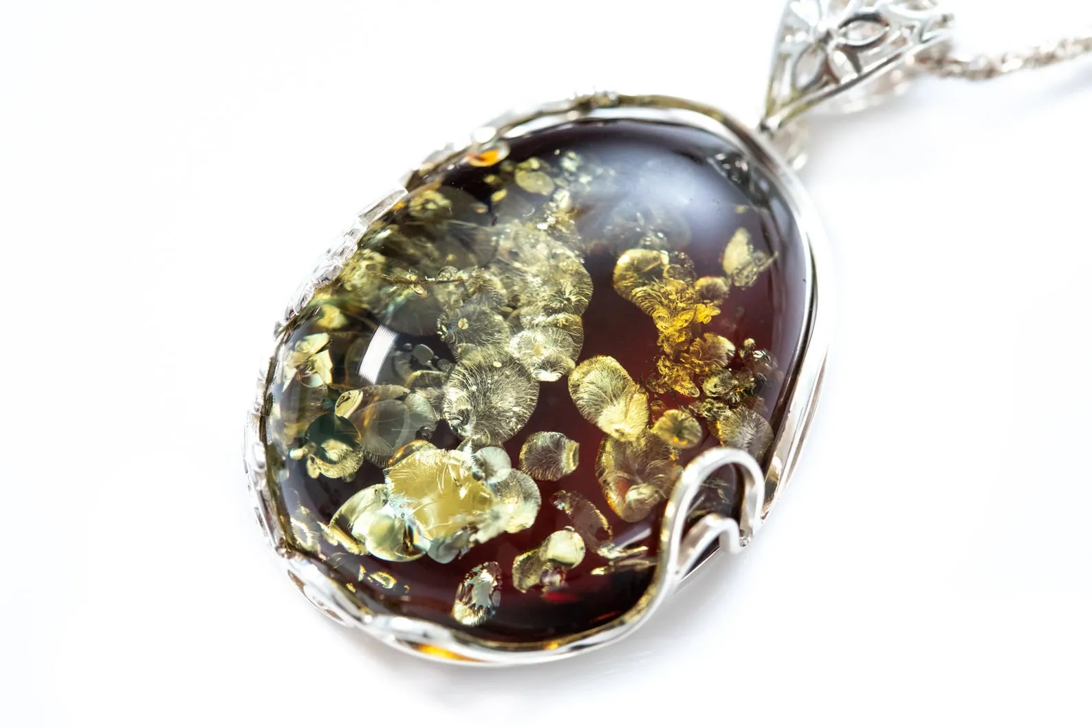 Handmade Green Amber Pendant